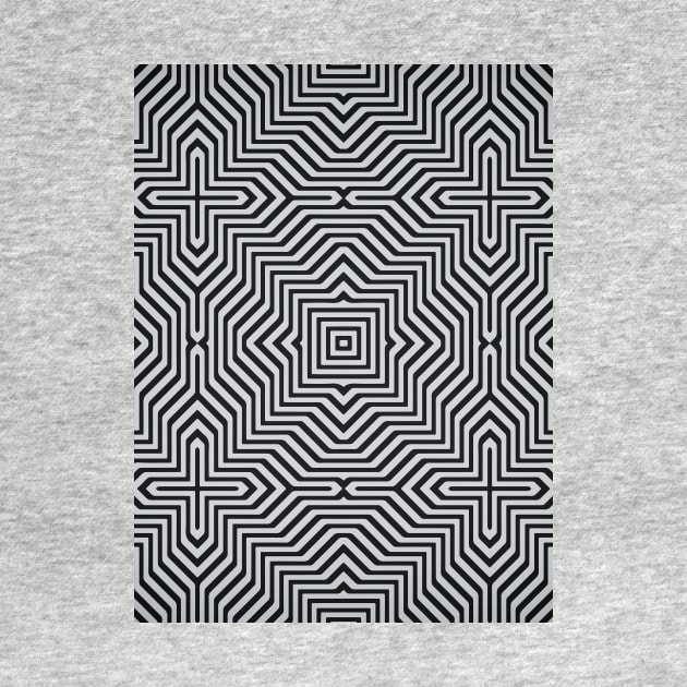 Minimal Geometrical Optical Illusion Style Pattern in Black & White by badbugs